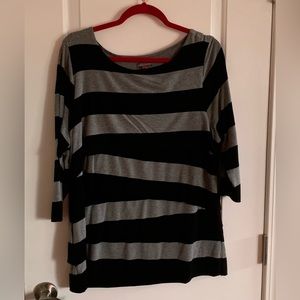 Vince Camuto Grey and Black Striped Layered Tunic Size 2X